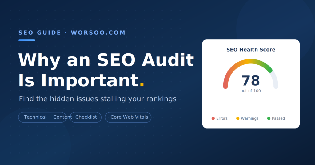 Why an SEO audit is important — SEO health score gauge showing a site audit result
