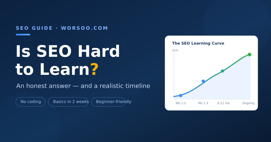 Is SEO hard to learn — SEO learning curve rising from beginner to mastery over time