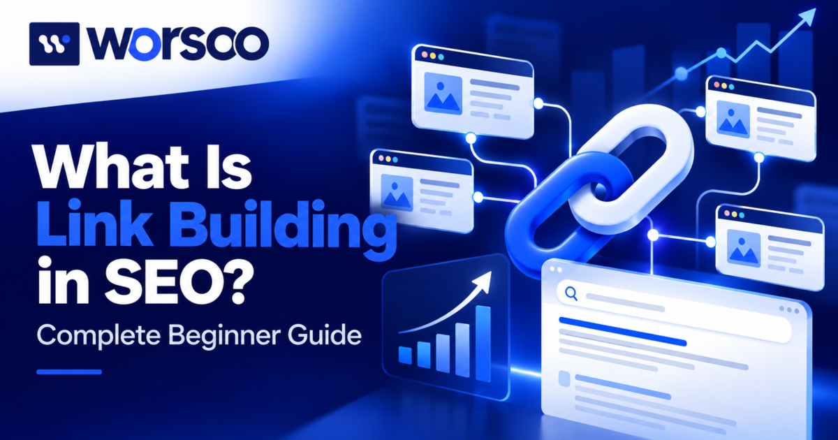 What is link building in SEO showing backlinks, website authority, and search visibility growth.