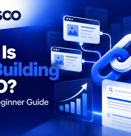 What is link building in SEO showing backlinks, website authority, and search visibility growth.